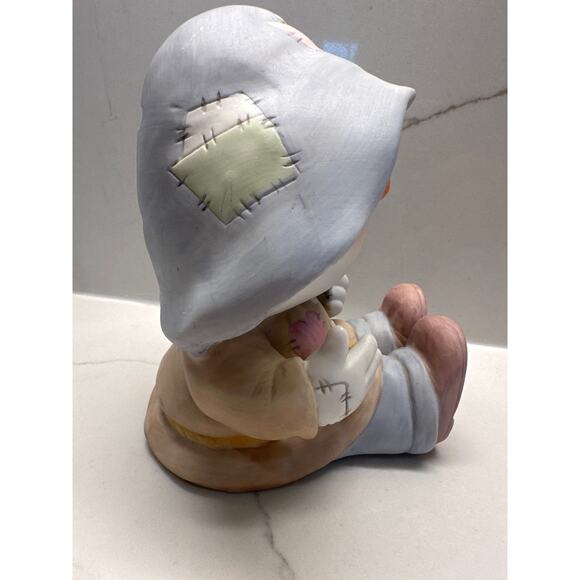 Bumpkins Scarecrow Coin Piggy Bank Vintage 6" Patchwork - Picture 6 of 10